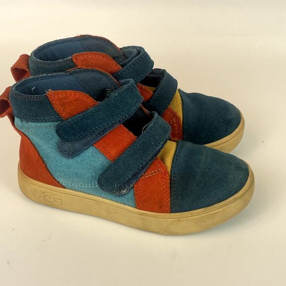 UGG Rennon II Mash Up Hi-Top Sneakers Toddler Blue Multicolor Suede US 11 28.5 - Picture 1 of 9